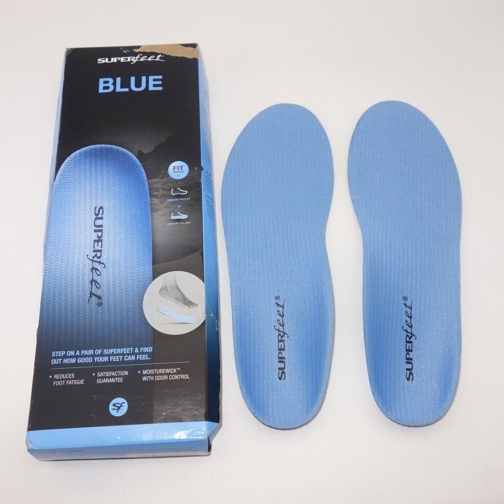 NEW SUPERFEET Blue All Purpose Insoles Size B Men's 2.5 -4 Women's 4.5 - 6 - Picture 2 of 8